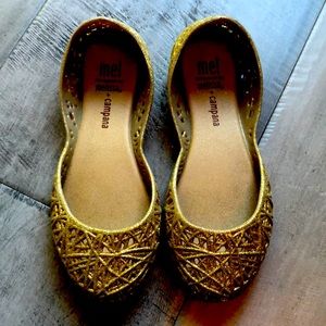 Mel by Melissa + Campana gold glitter slip on flats size toddler 11